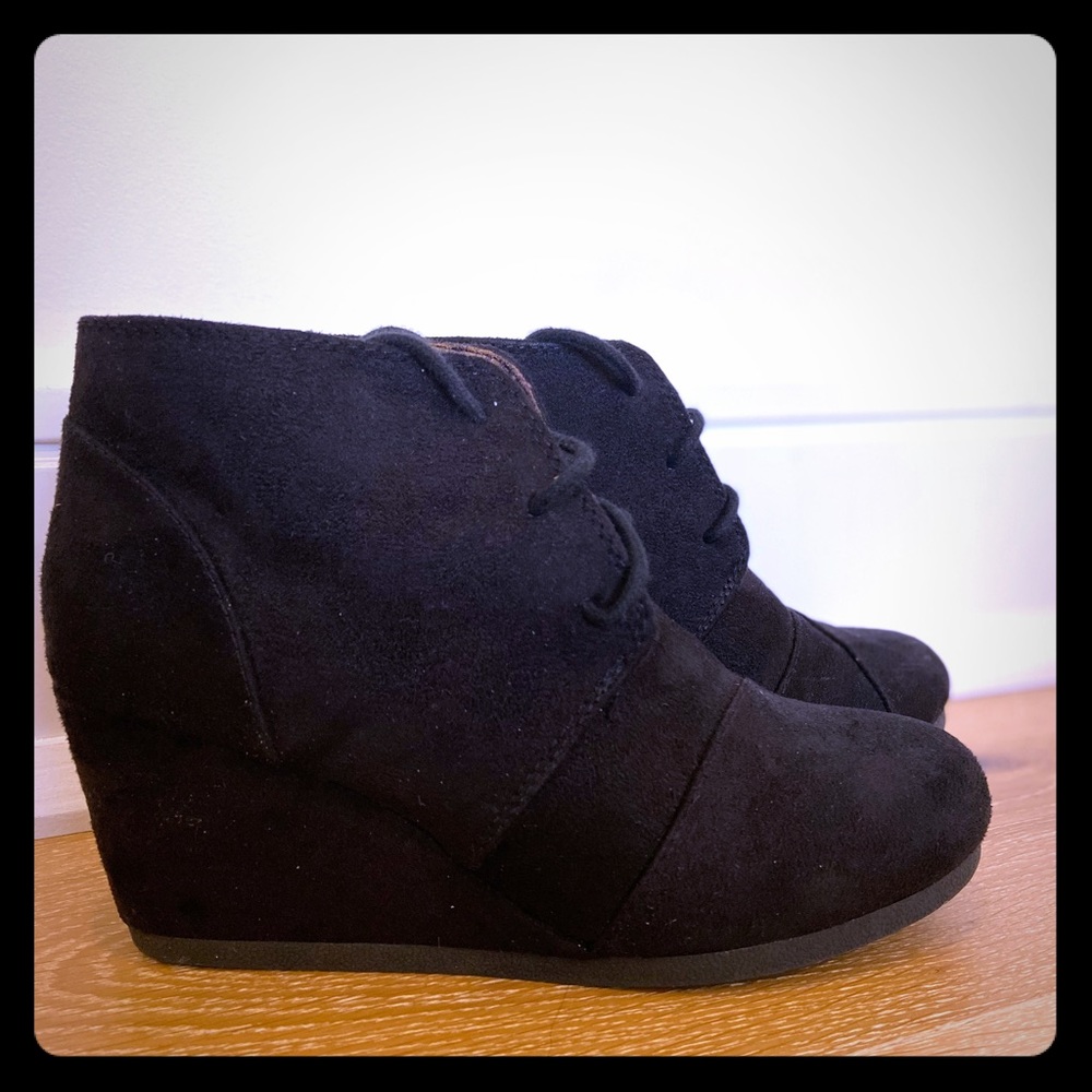Black J.Adams Wedge Booties